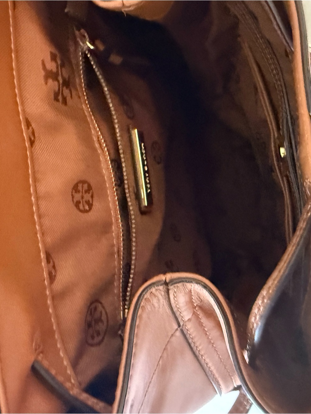Tory Burch Pebbled Leather Backpack – Brown w/Gold Hardware Convertible - Picture 2 of 6